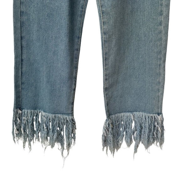 Forever 21 High Waist Baggy Fit Fringe Hem Jeans, 27 - Picture 2 of 8